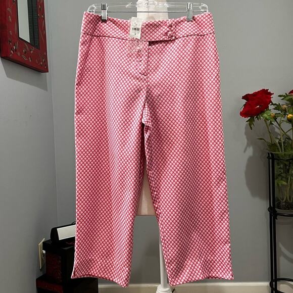 NEW Ann Taylor Loft Retro Preppy Polka Dot Straight Leg Pedal Pusher Capri Pants - Picture 1 of 14